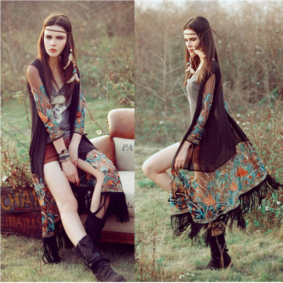 Tops - Summer long maxi boho kimono cardigan ONE SIZE NWO